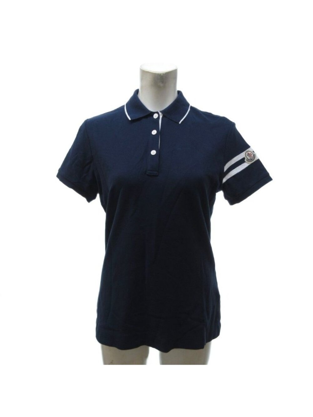 Moncler Polo Shirt Short Sleeve Pique Logo Patch Navy